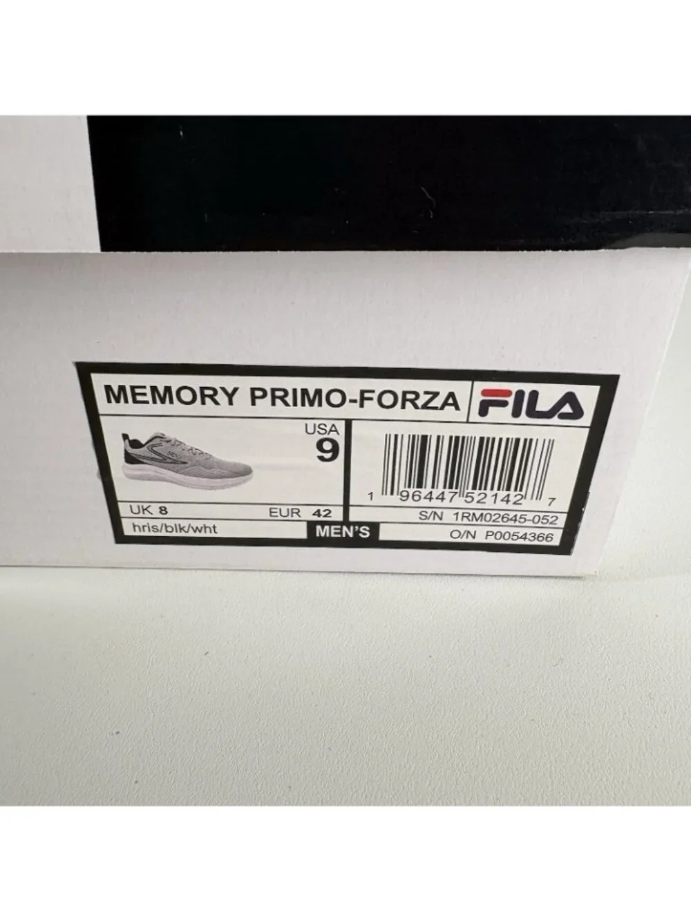 Fila Men Size 9 Grey Comfort Lace-Up Memory Primo-Forza Running Shoes NWB